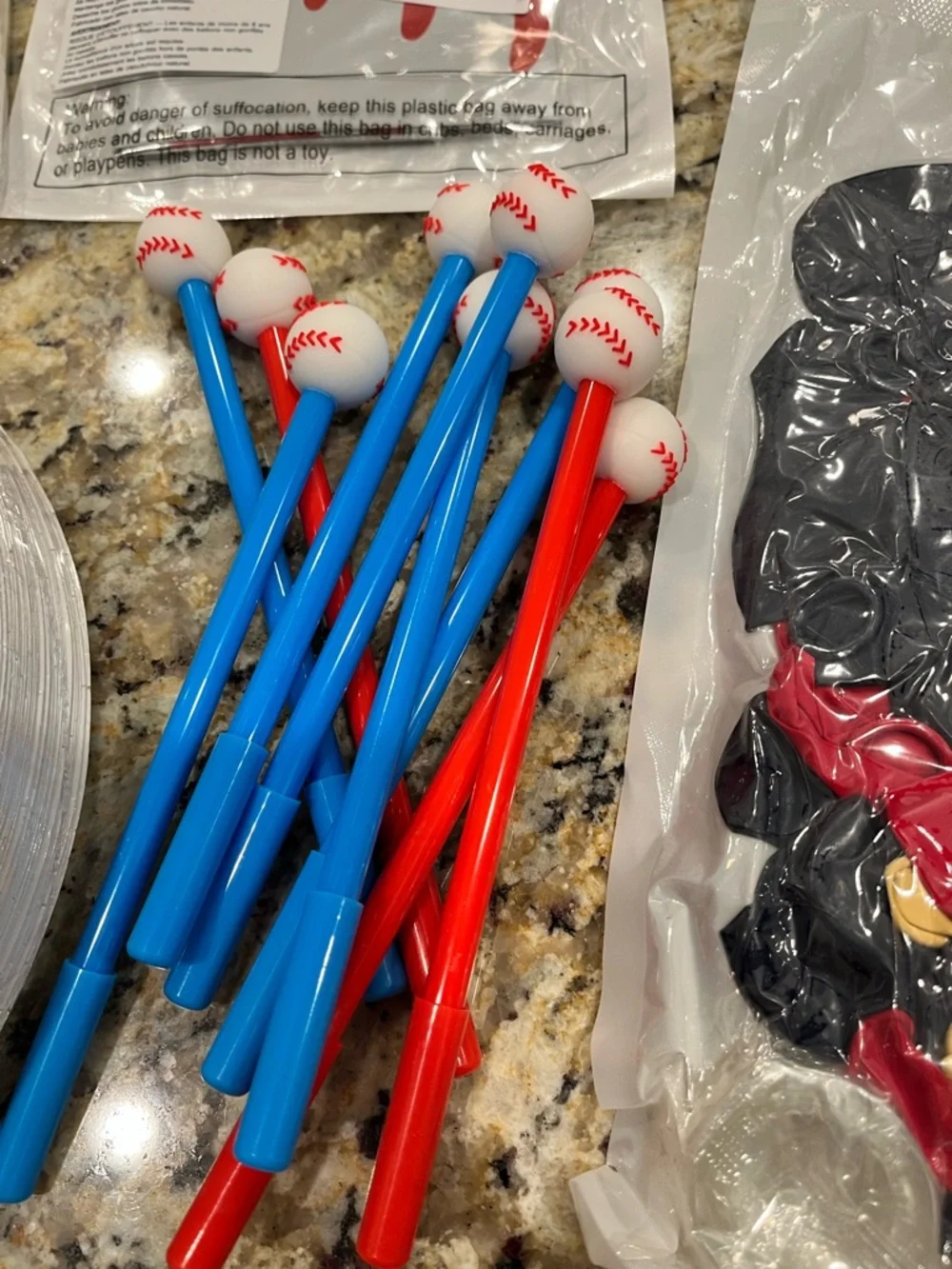Baseball Party Supplies Kit - Red & White